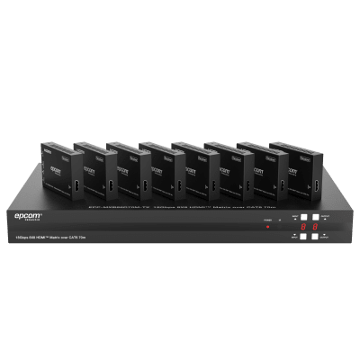 Matriz HDMI 8x8 | 4K@60Hz 4:4:4 | 8 Salidas HDMI + 8 CAT | Extensión hasta 70 m | Audio HD | Control IR/LAN/RS-232/Web GUI · EPCOM PROAUDIO